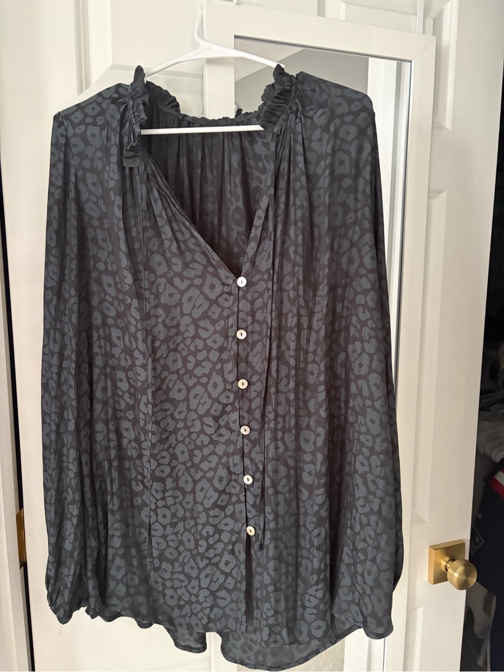 Show Me Your MuMu Black Leopard-Print Button Front Blouse